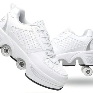 Unisex White Silver Roller Skate Shoes WMS Size EUR 37 US 7 Eqv to Youth Sz 5